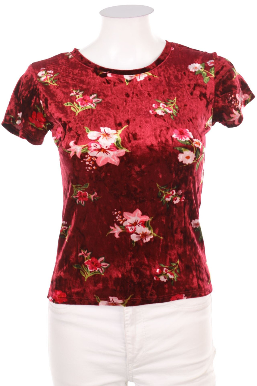 FB SISTER - Cropped-Kurzarm-Shirt aus Samt - XS