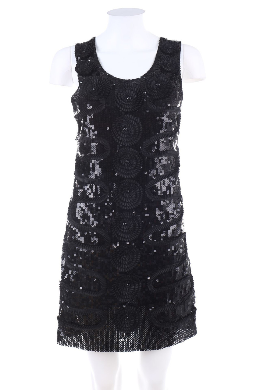 Ohne Label - Pailletten-Kleid mit Applikationen - D 34