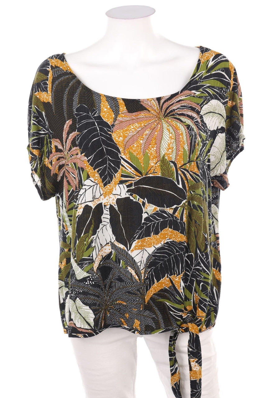 SuZa - Kurzarm-Bluse mit Tropical Print - D 44