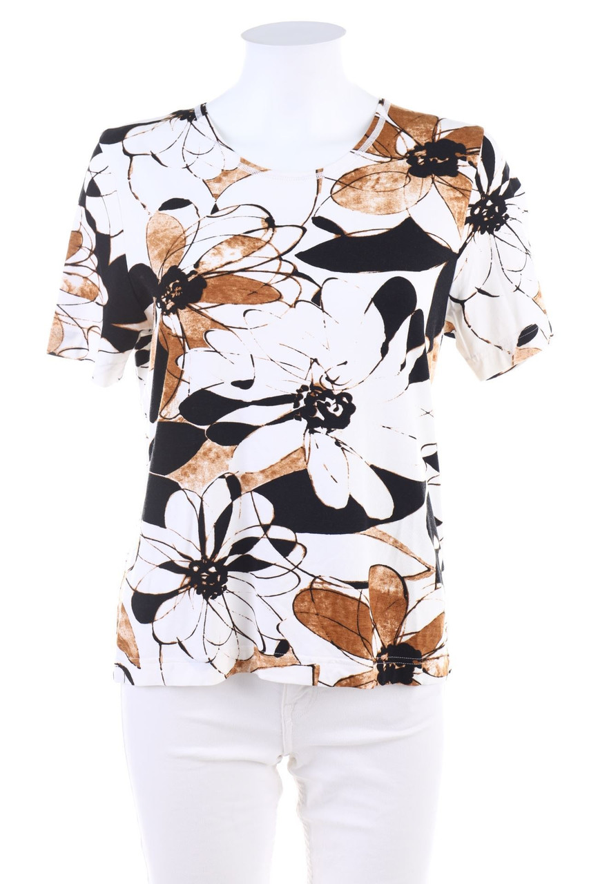 Ohne Label - Kurzarm-Shirt mit floralem Muster - D 40