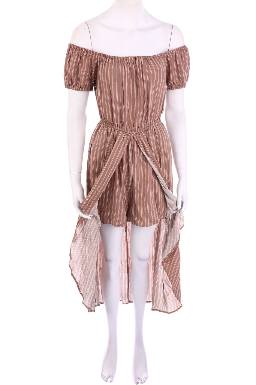 Ohne Label - Carmen-Playsuit im Layer Look mit Streifen - D 36