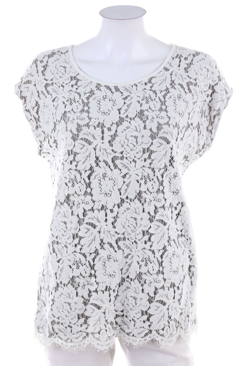 TAIFUN - Kurzarm-Shirt mit Spitze - L