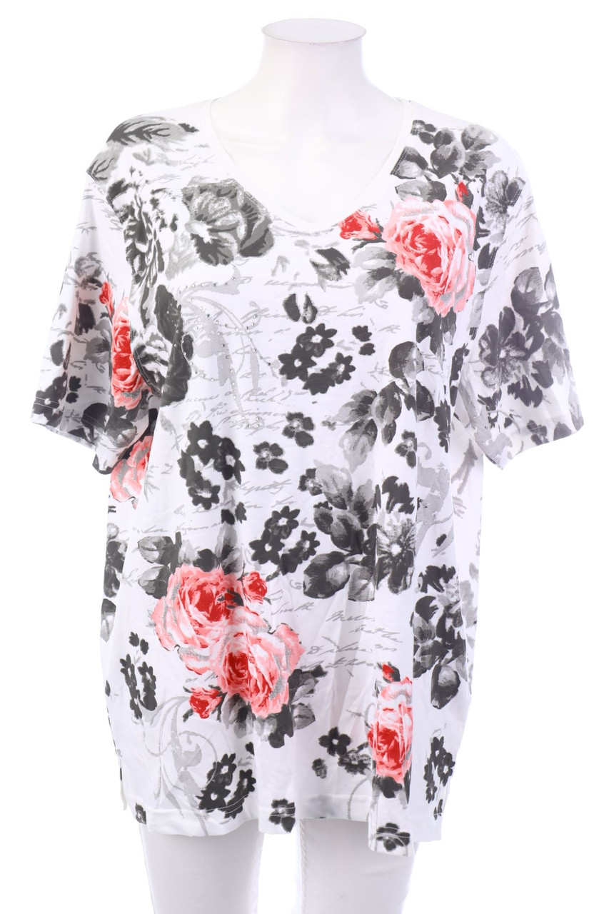DESIGNERS - Kurzarm-Shirt mit Blumen-Print - 2XL
