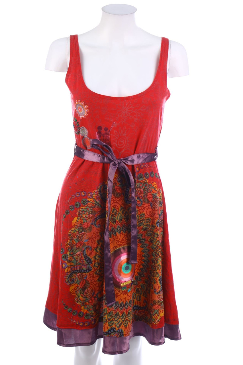 Desigual - Kleid mit Print mit Schleife - M