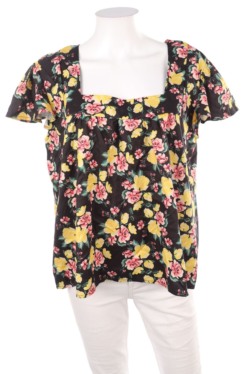 SHEIN - Kurzarm-Bluse mit Blumen-Print - XL