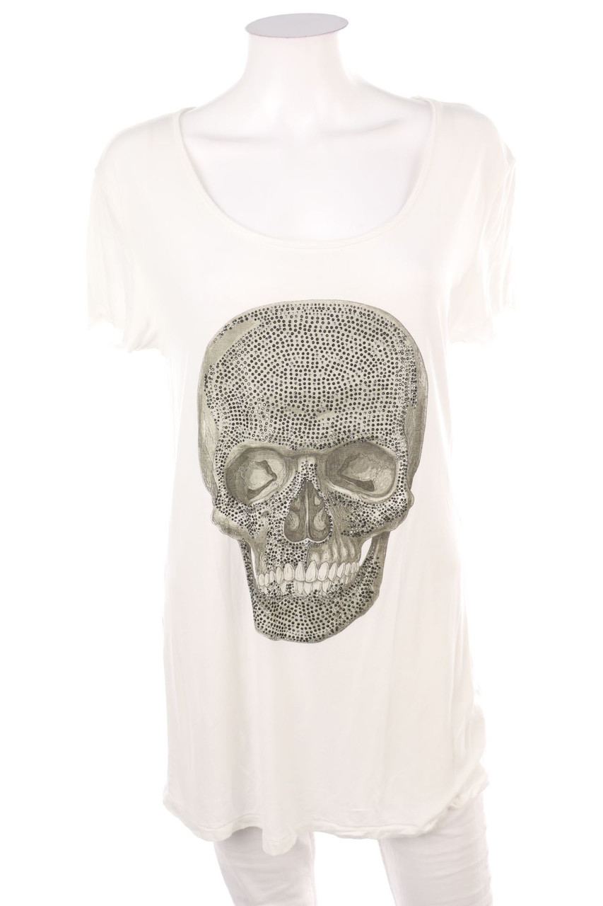 ZARA - Kurzarm-Shirt mit Strass-Steinen - L