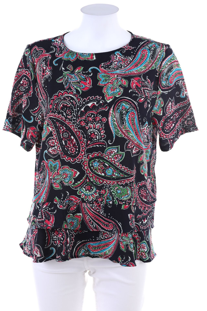 MISS BLUEBELLE - Kurzarm-Bluse mit Paisley-Print - D 42