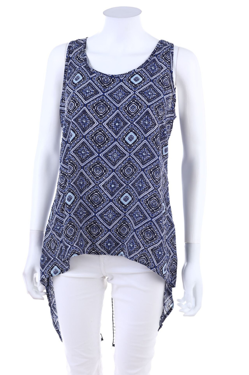 Ohne Label - Vokuhila-Blusentop mit Muster - D 38