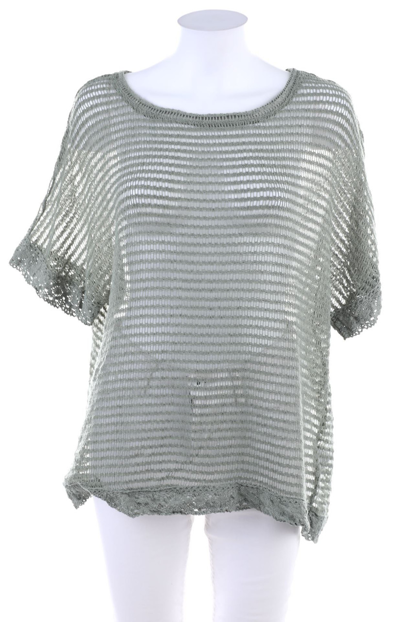 TAKKO - Kurzarm-Shirt aus Lochstrick mit Lochspitze - D 44