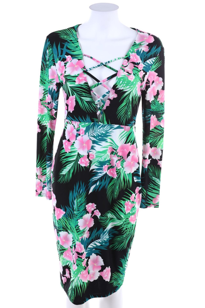 Ohne Label - Print-Kleid mit Schnürung - D 40