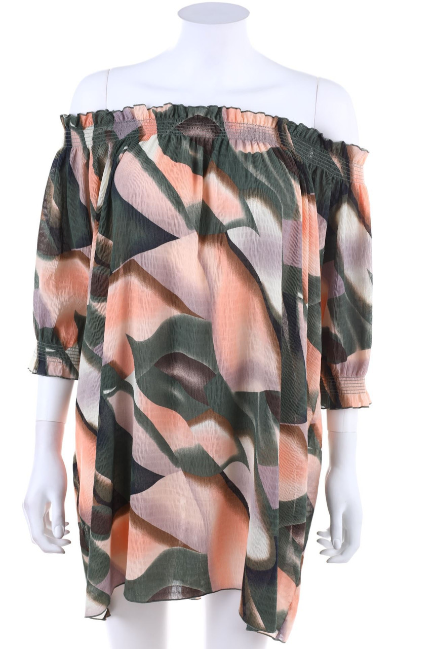 Ohne Label - Carmen-Kleid mit Print - D 38-40