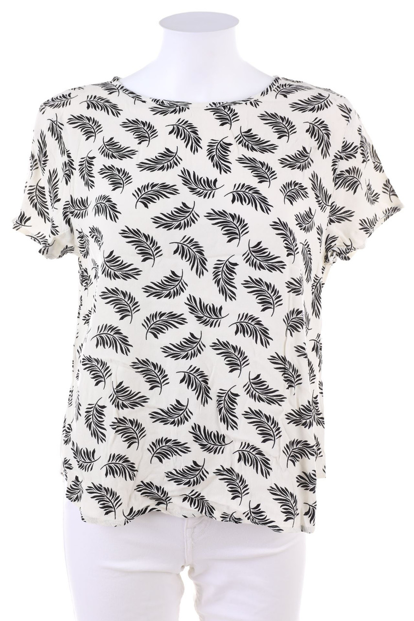 Ohne Label - Kurzarm-Bluse mit floralem Muster - D 42