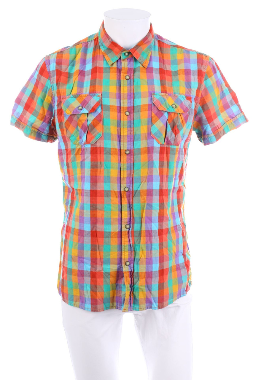 FSBN - Baumwoll-Kurzarm-Hemd mit Karo-Muster - L