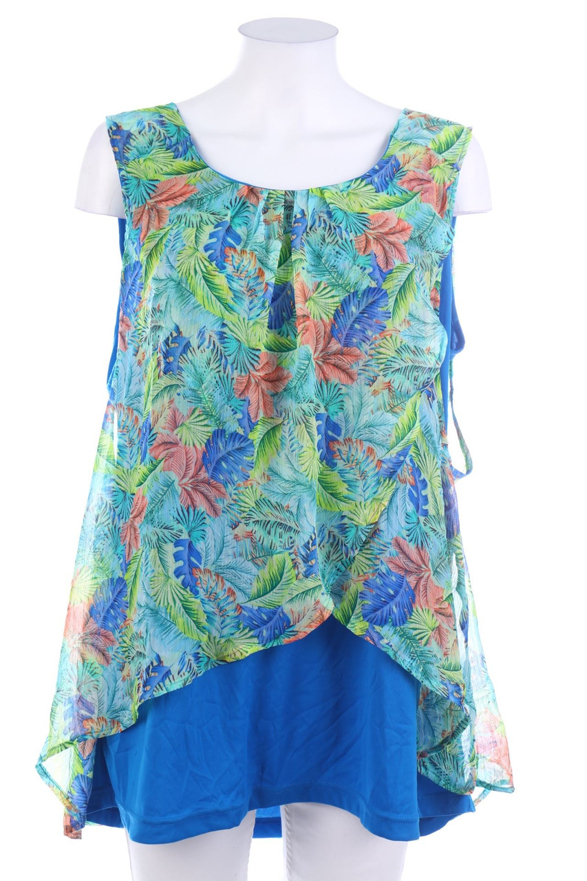 Janina - Bluse im Layer Look mit Blumen-Print - 2XL