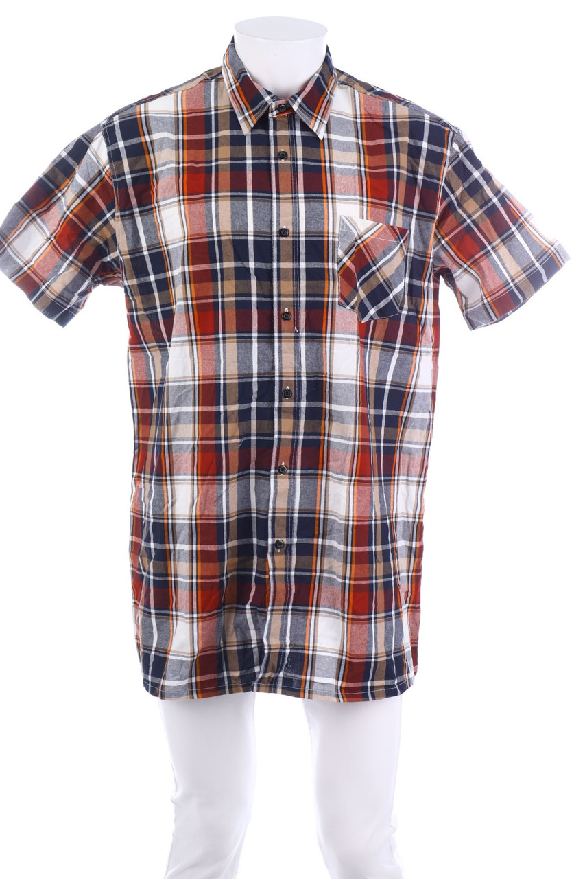 Bremo - Baumwoll-Kurzarm-Hemd mit Karo-Muster - L