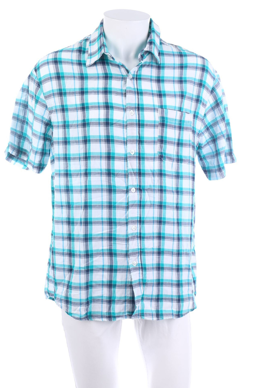 REWARD - Baumwoll-Kurzarm-Hemd mit Karo-Muster - L