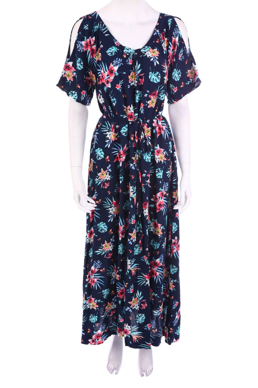 Ohne Label - Maxi-Kleid mit Blumen-Print - L