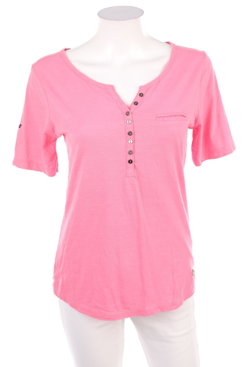 Ohne Label - Kurzarm-Shirt mit Roll-up-Manschette - D 36