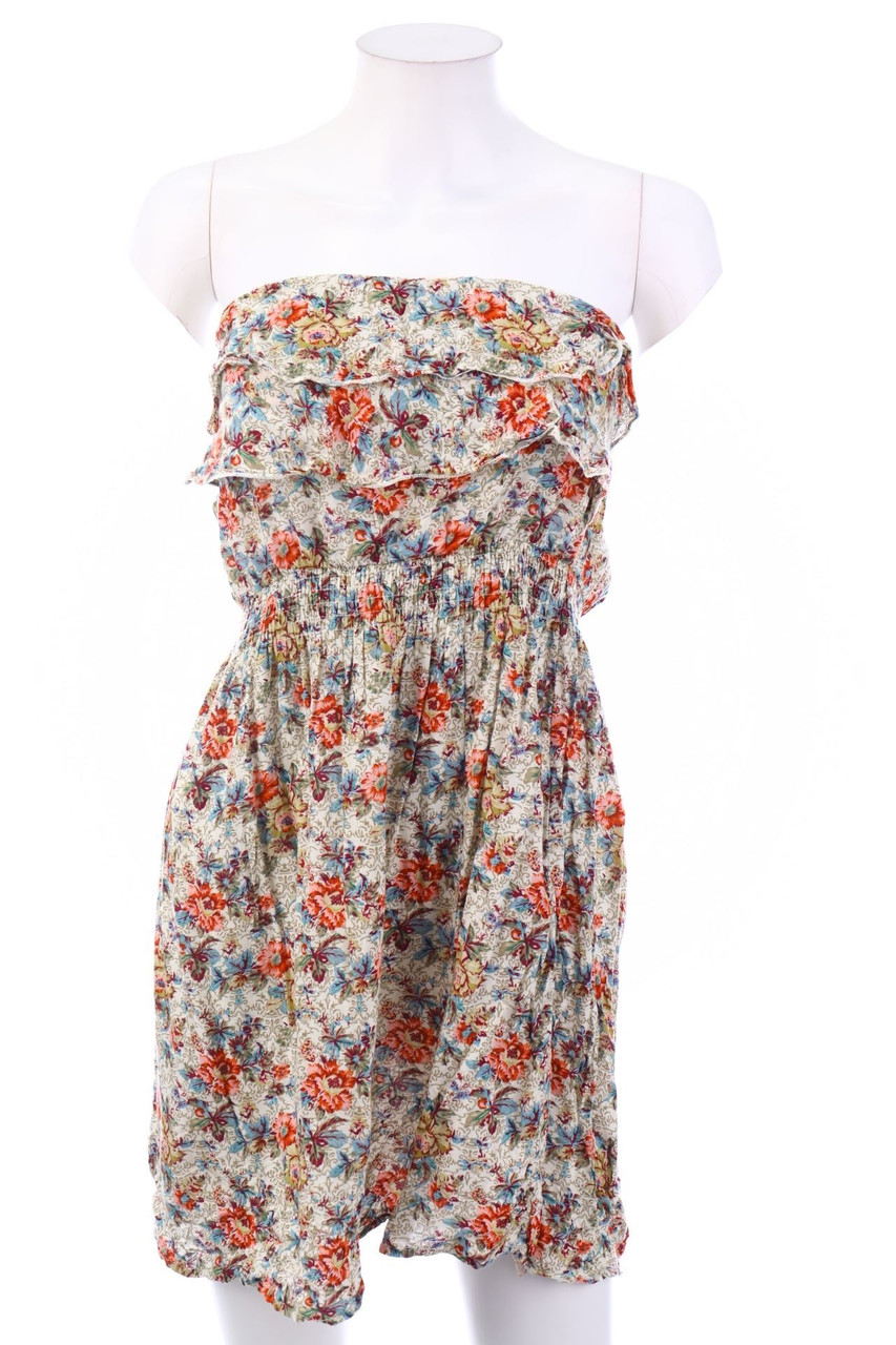 SECONDHAND - Volants-Minikleid mit Blumen-Print - D 32