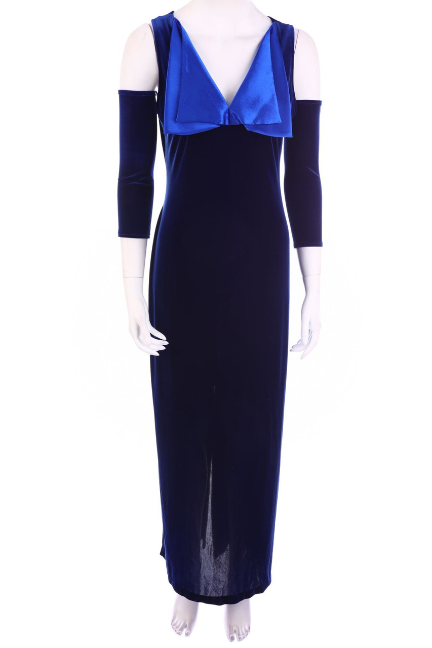 Ohne Label - Samt-Maxi-Kleid mit Schlitz - D 42