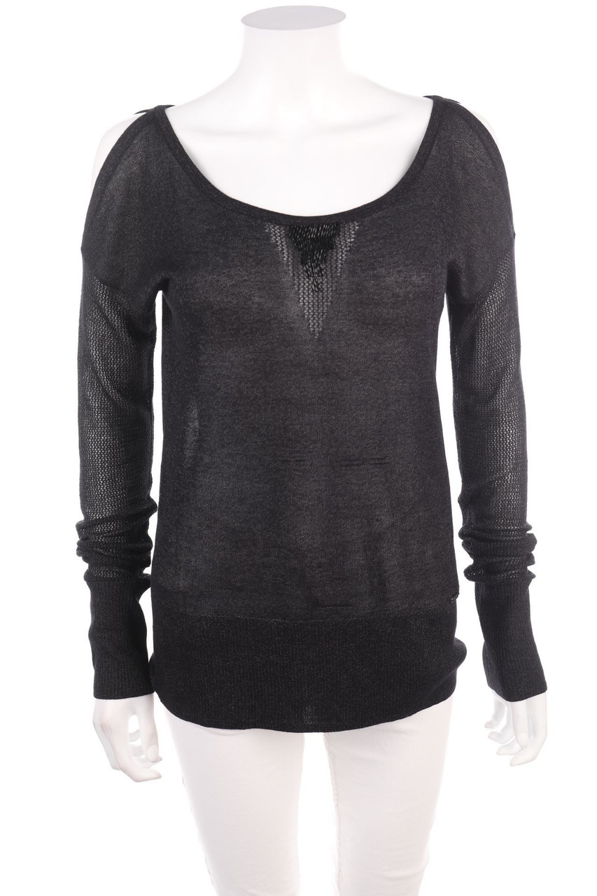 GUESS - Cold-Shoulder-Glitzer-Strick-Pullover - S