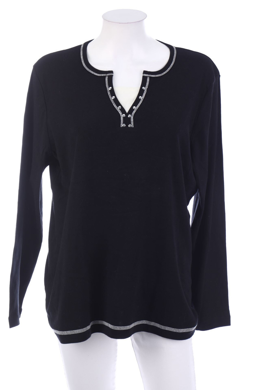 nadia nardi Charles Vögele - Baumwoll-Longsleeve-Shirt mit Nieten - XL