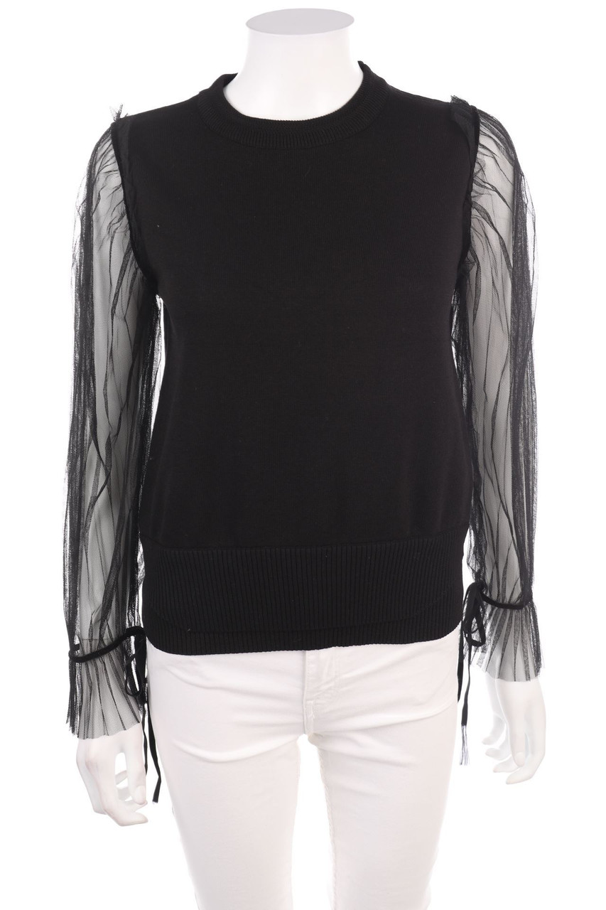 Ohne Label - Strick-Pullover im Layer Look mit Tüll - D 34-36