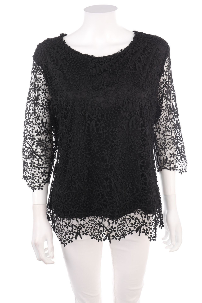 Luxzuz - Spitzen-Bluse mit 3/4-Ärmel - D 44