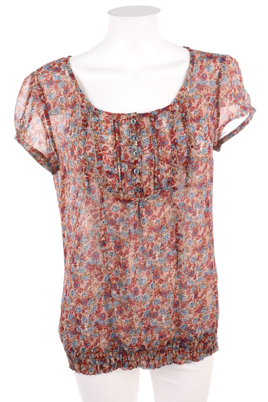 Pimkie - Print-Kurzarm-Bluse mit Rüschen - D 40