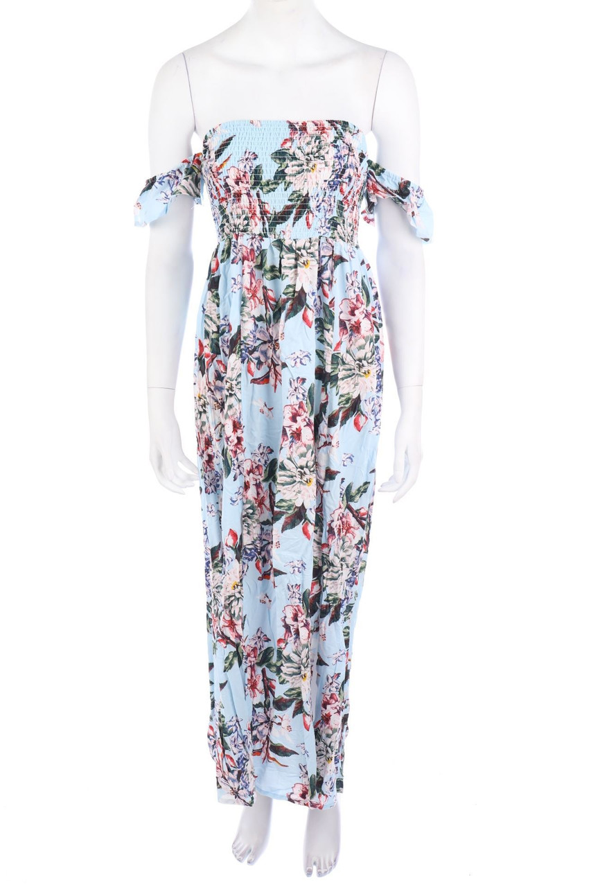 Ohne Label - Carmen-Maxi-Kleid mit Blumen-Print - D 32