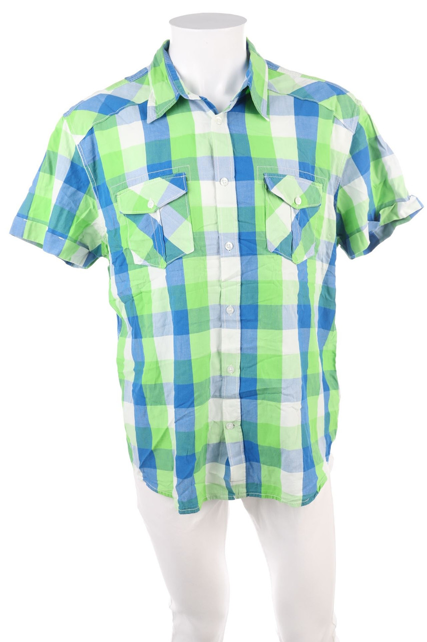 RAINBOW - Kurzarm-Hemd mit Karo-Muster - XL