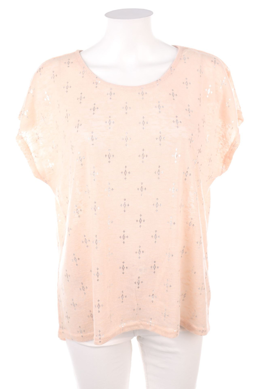 Ohne Label - Kurzarm-Shirt mit Glitzer - D 48