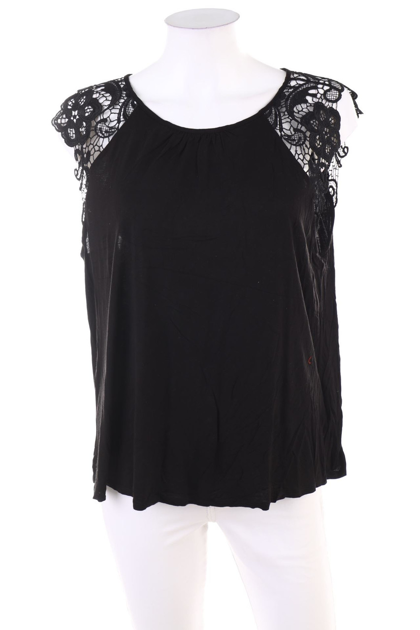 H&M - Kurzarm-Shirt mit Spitze - L