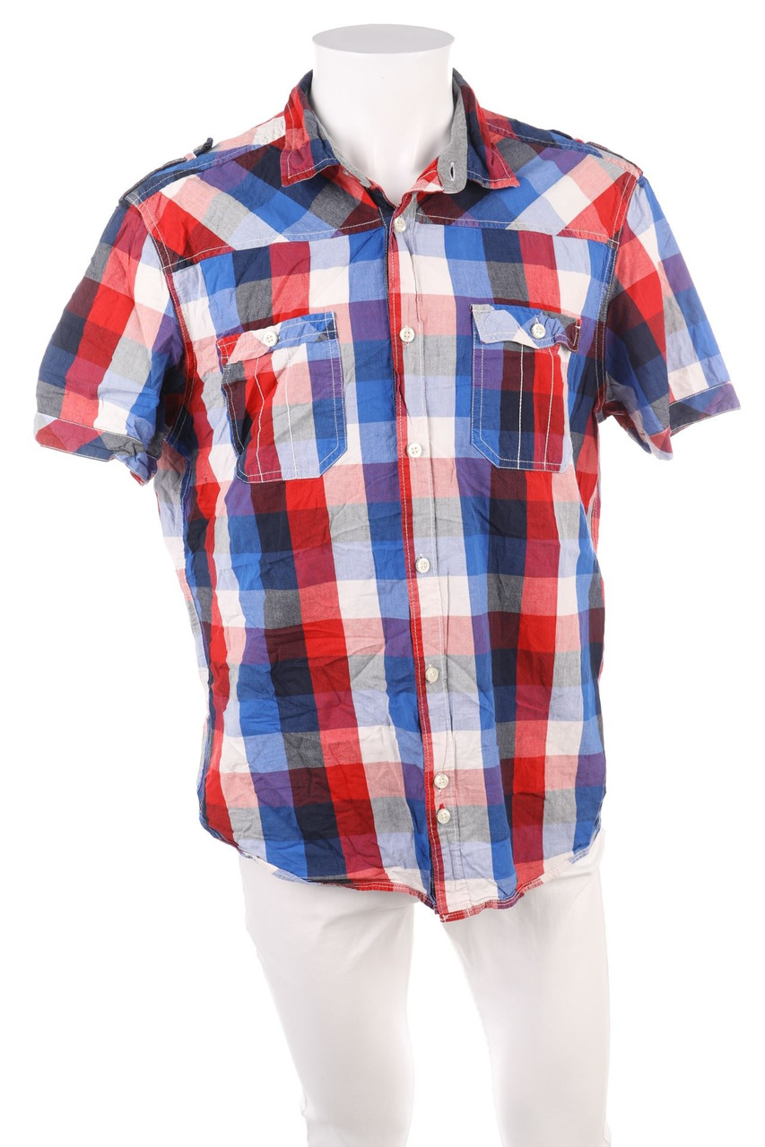 C&A - Baumwoll-Kurzarm-Hemd mit Karo-Muster - 2XL