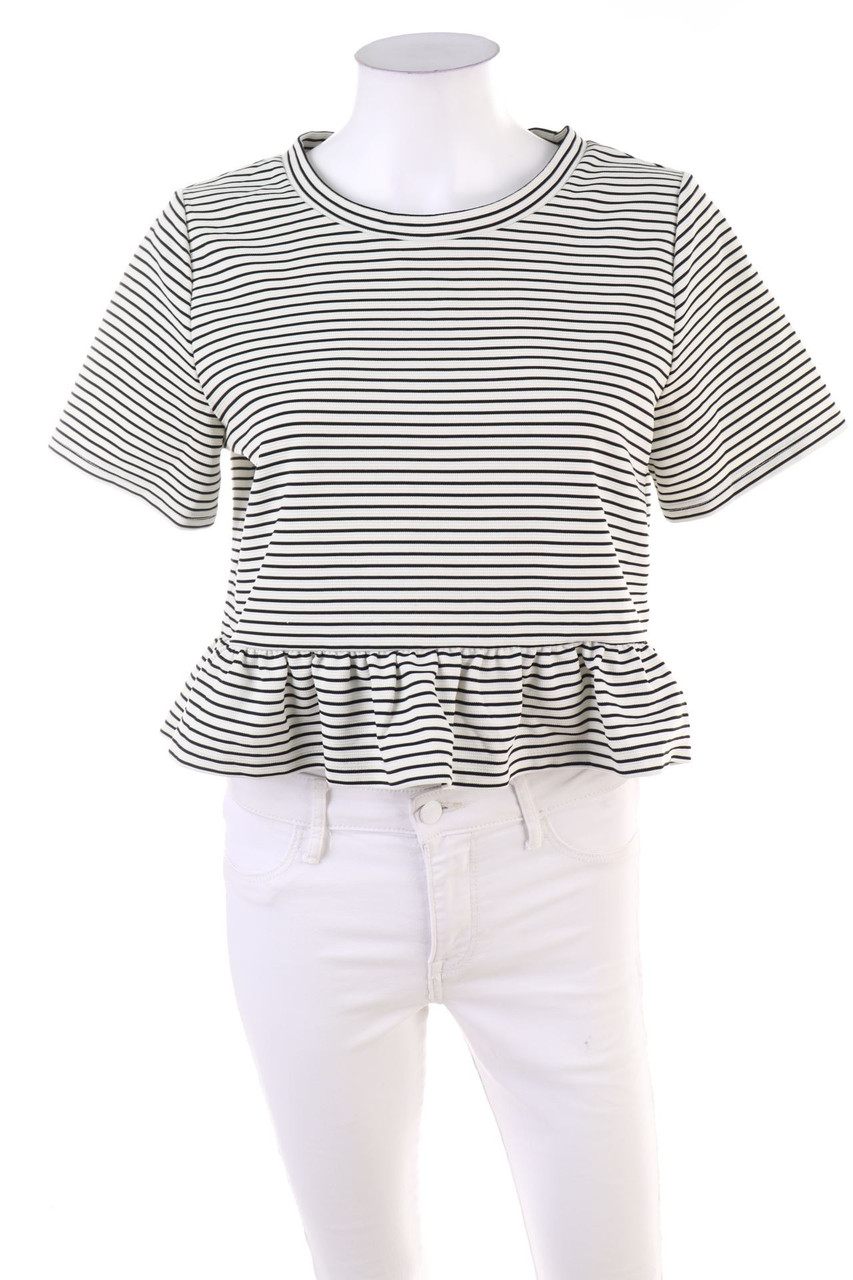 H&M - Kurzarm-Shirt mit Schößchen - M