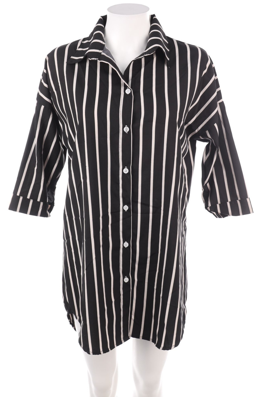 Ohne Label - Streifen-Hemd-Bluse mit 3/4-Ärmel - D 42