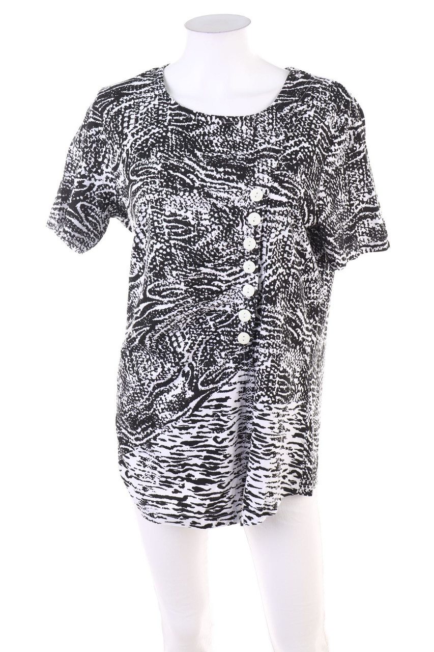 Ohne Label - Kurzarm-Shirt mit Knöpfen - L