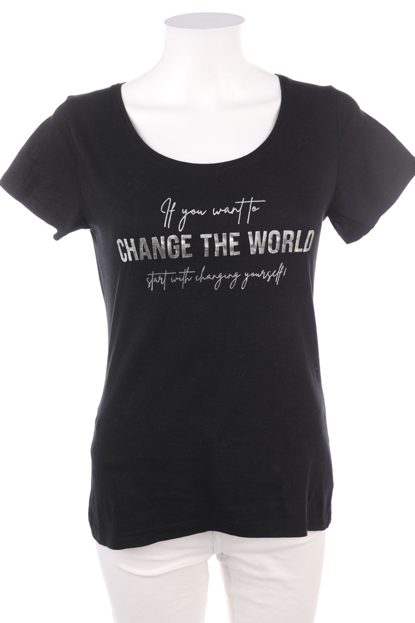 BLIND DATE - Kurzarm-Shirt mit Statement-Print - S