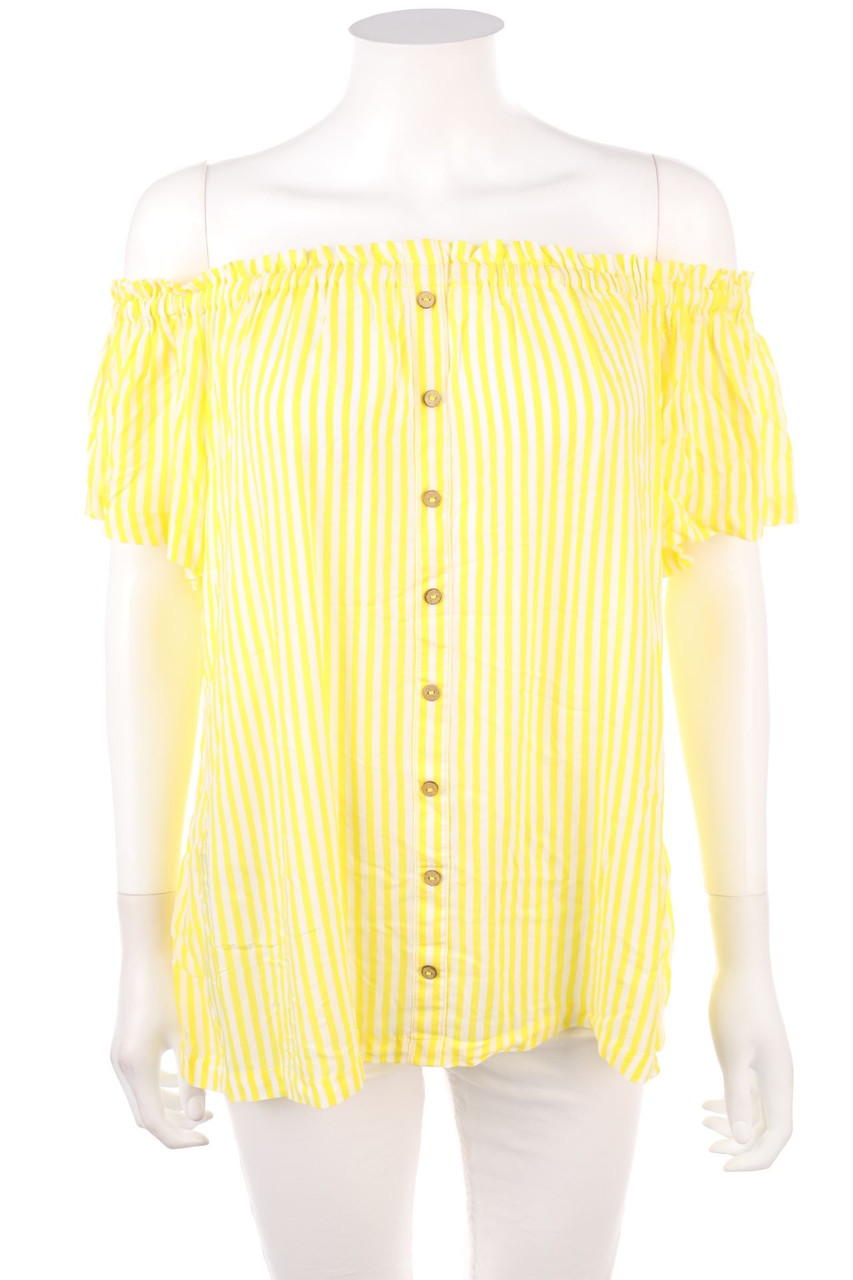 Ohne Label - Carmen-Bluse mit Streifen - D 36-38