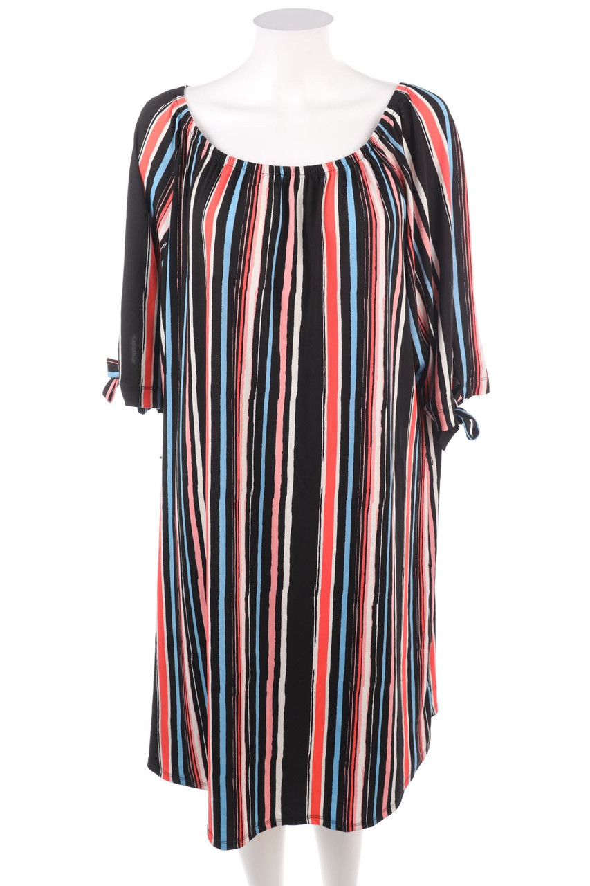 Laura Torelli - Carmen-Kleid mit Streifen - XL