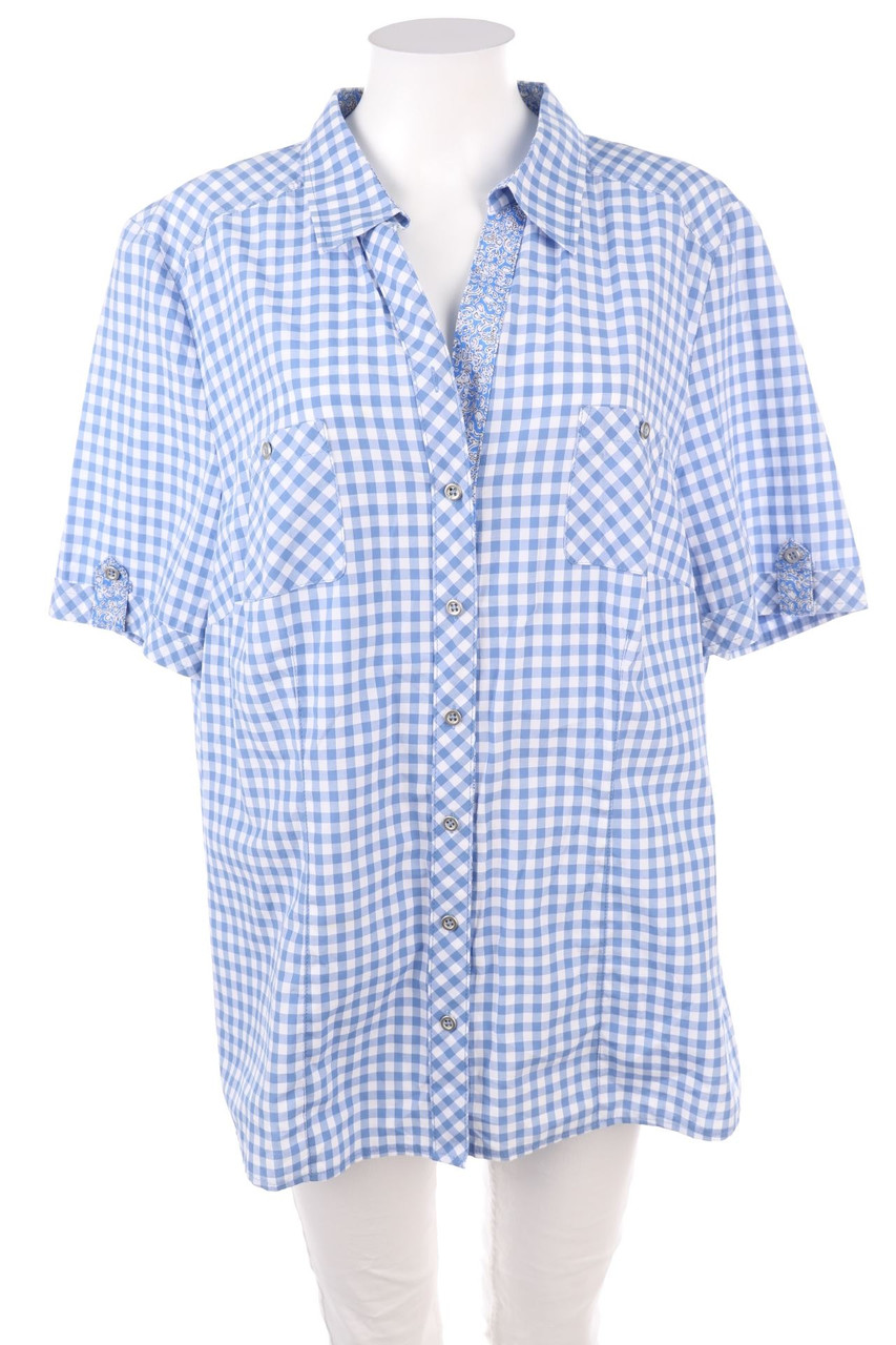 LEBEK BARBARA LEBEK - Karo-Hemd-Bluse mit kurzem Ärmel - D 48