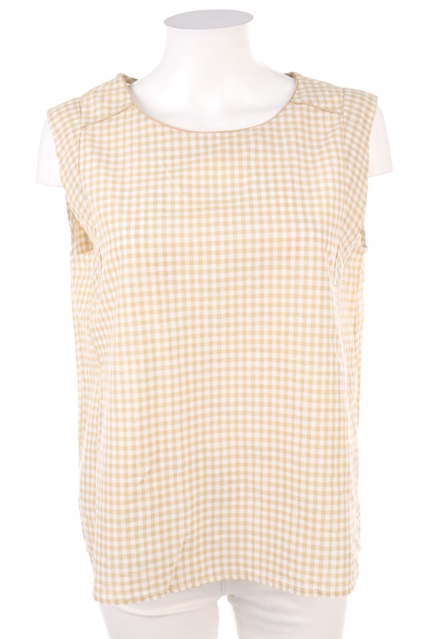 Ohne Label - Glitzer-Blusentop mit Karo-Muster - D 42