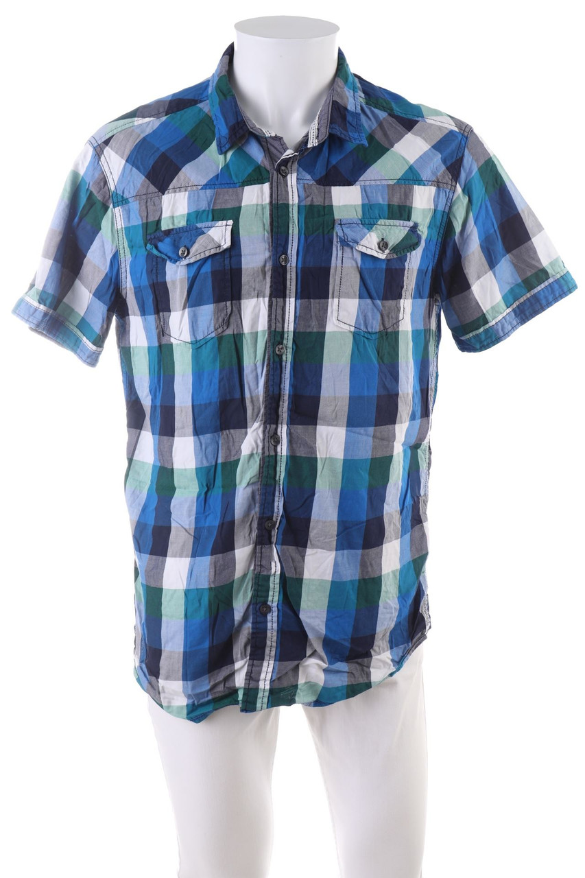 C&A - Baumwoll-Kurzarm-Hemd mit Karo-Muster - XL