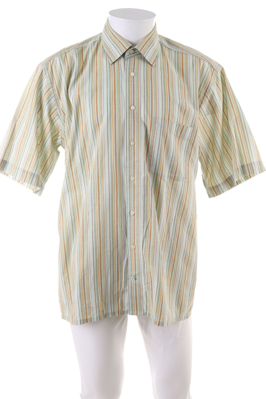 SECONDHAND - Baumwoll-gestreiftes Kurzarm-Hemd - L