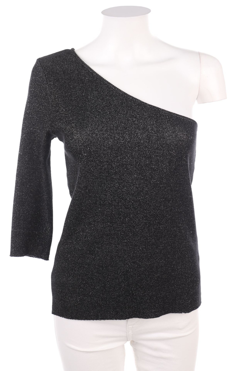 Ohne Label - Glitzer-One Shoulder-Pullover - S