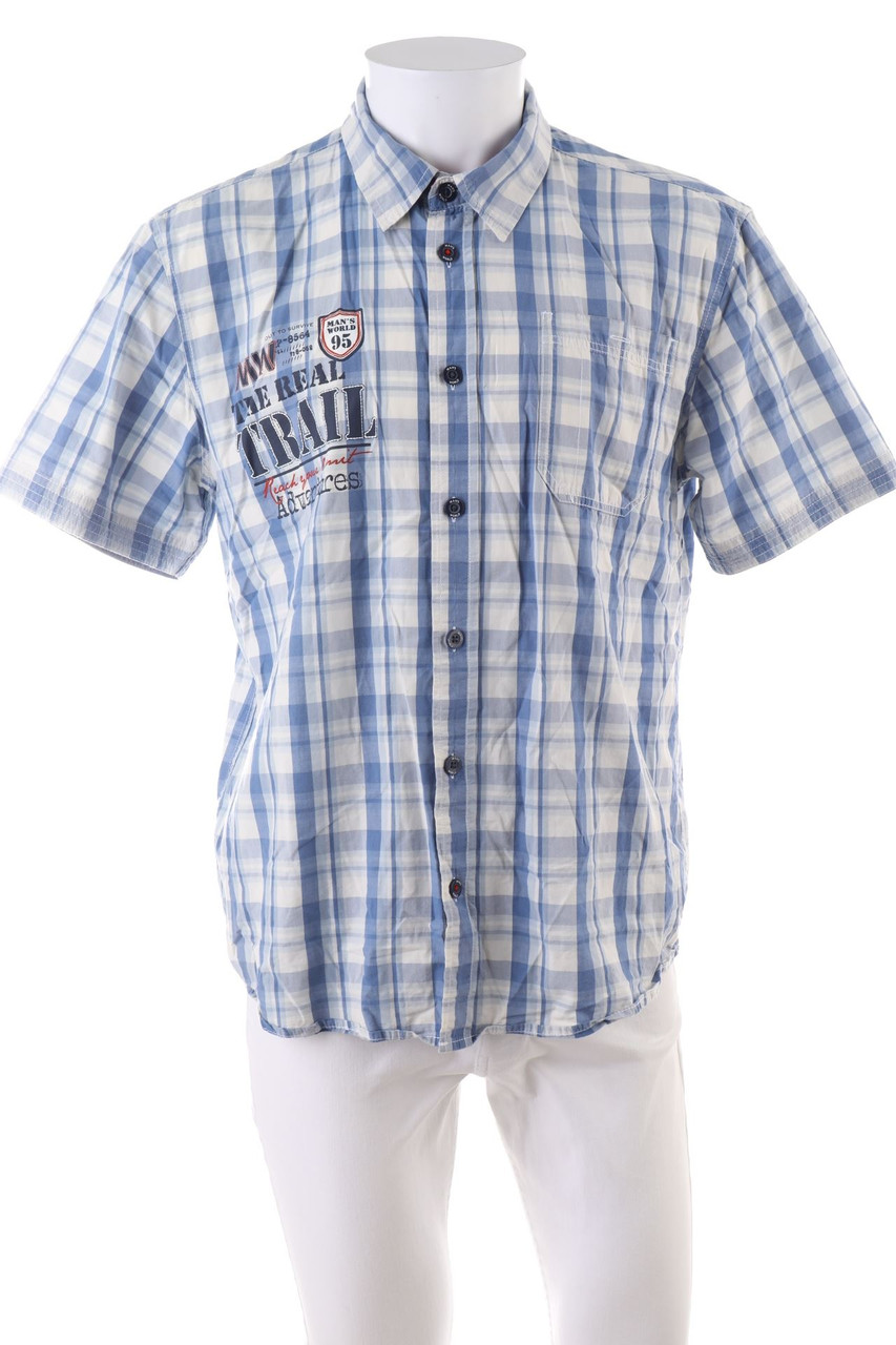 SECONDHAND - Baumwoll-Kurzarm-Hemd mit Karo-Muster - L