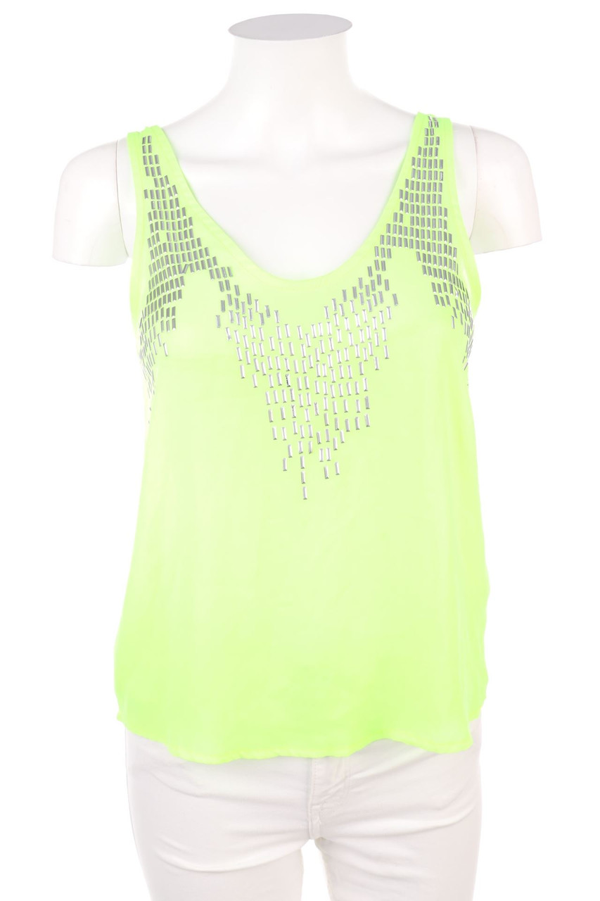 SECONDHAND - Neon-Blusentop mit Applikationen - XS