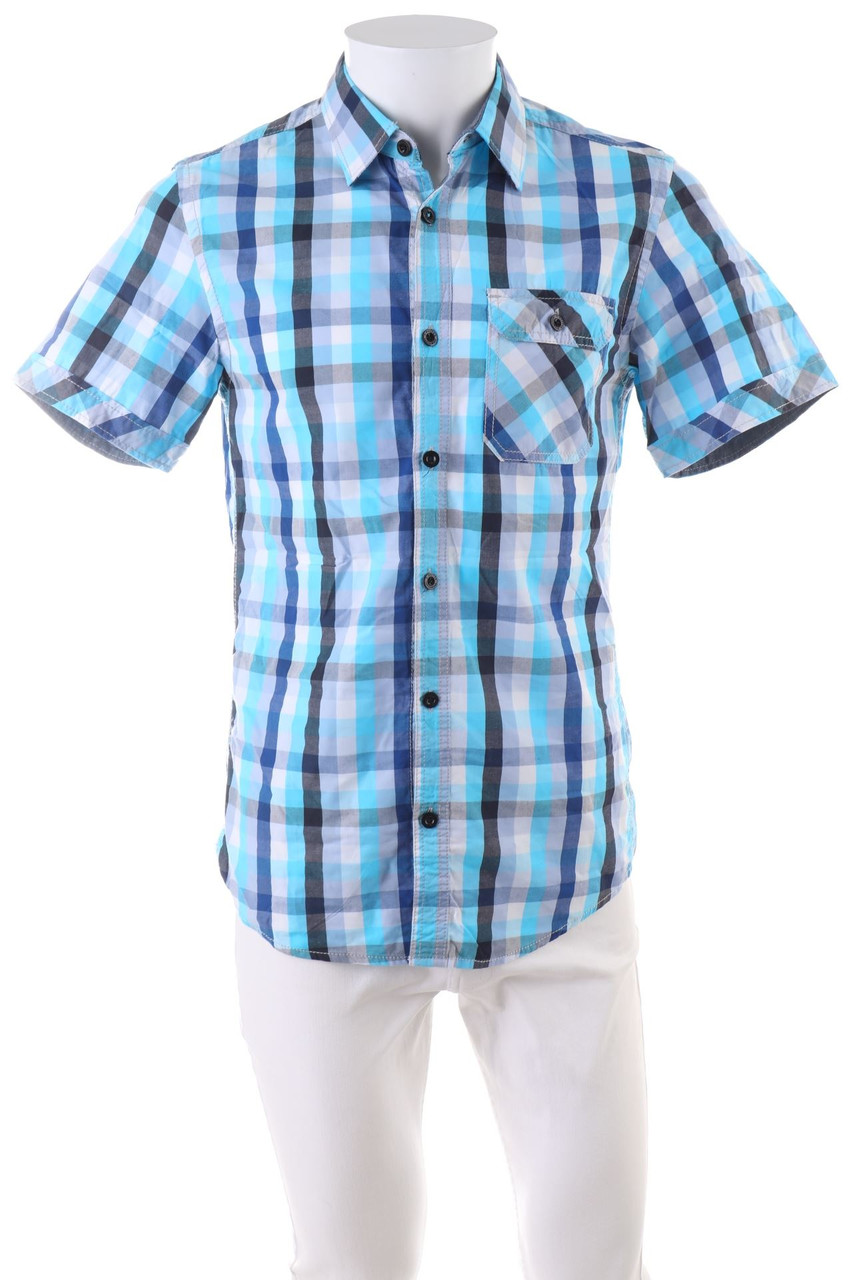 s.Oliver - Baumwoll-Kurzarm-Hemd mit Karo-Muster - S