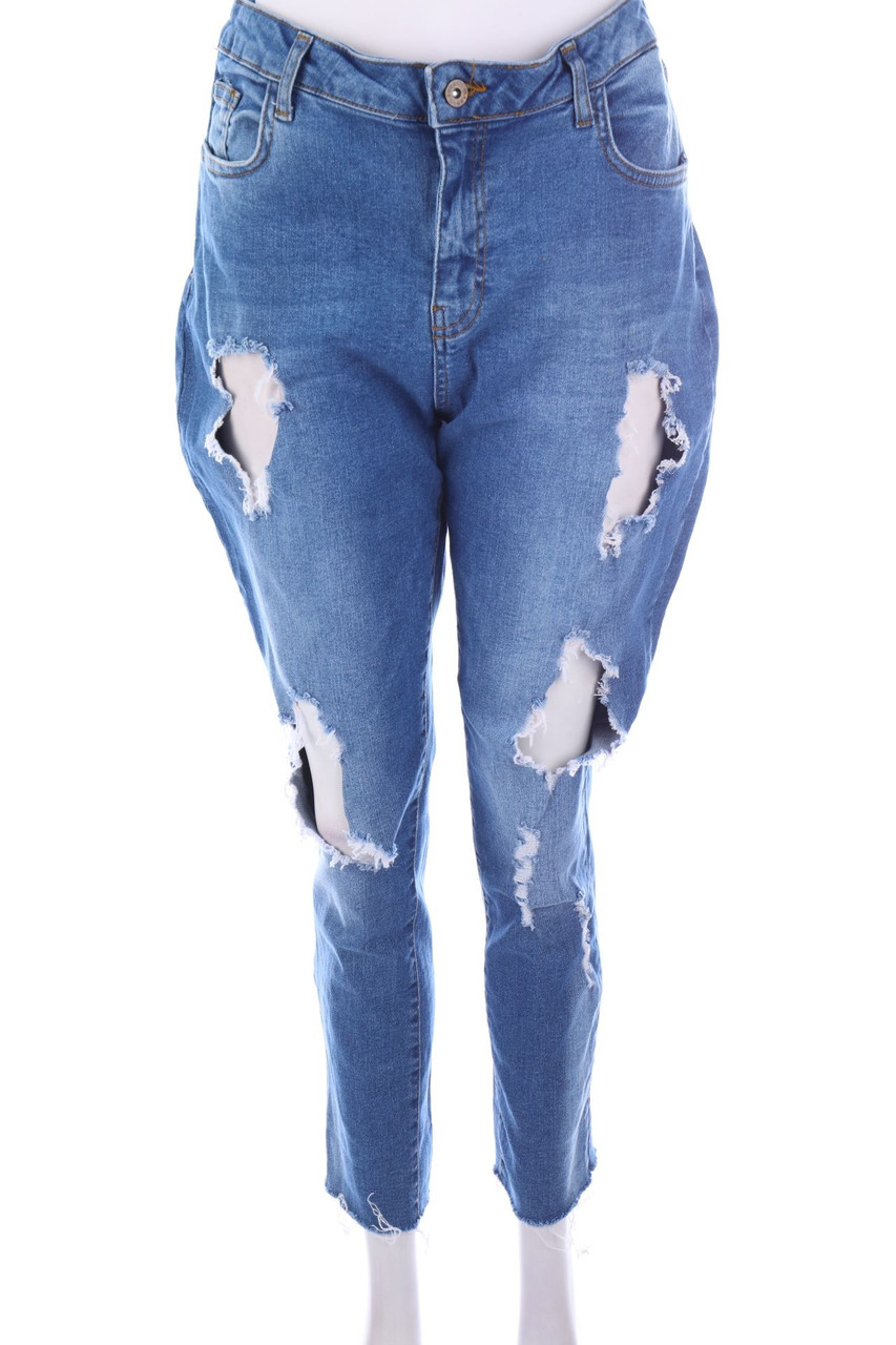 Ohne Label - Destroyed Cropped-Jeans - 2XL
