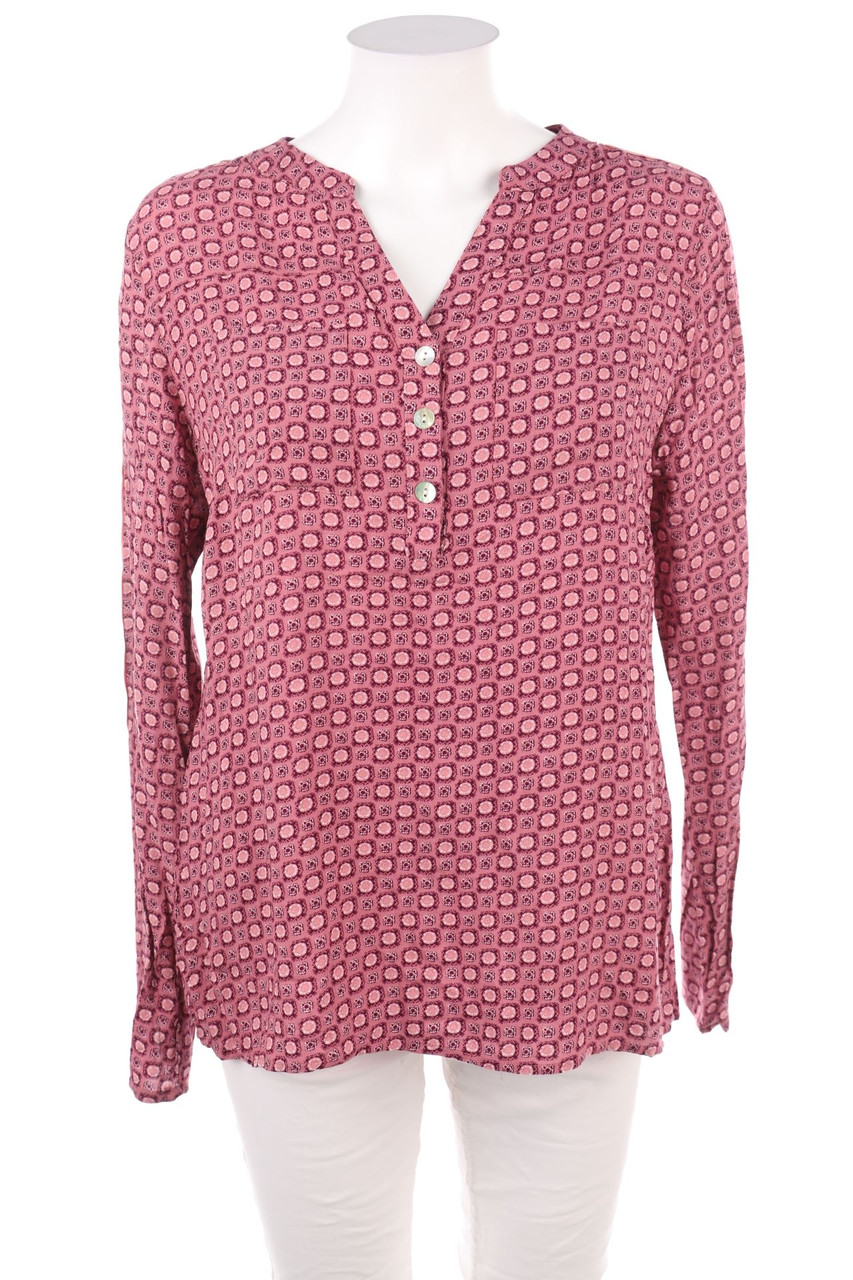 Ohne Label - Muster-Bluse mit Roll-up-Manschette - D 44